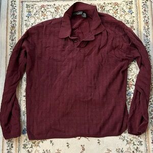 Men's Long-Sleeve Polo Sweater - Burgundy